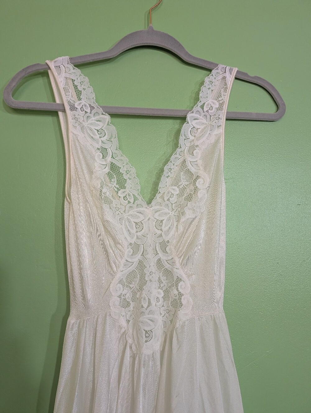 Vintage Lorraine Ivory Lace Nightgown S Full Sweep Bridal Negligee 70s 80s - Picture 4 of 10